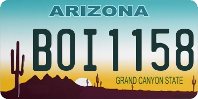 AZ license plate BOI1158