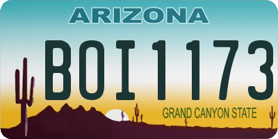 AZ license plate BOI1173