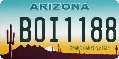AZ license plate BOI1188
