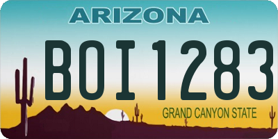 AZ license plate BOI1283
