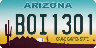 AZ license plate BOI1301