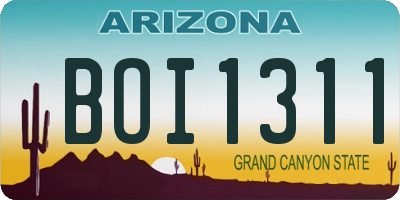 AZ license plate BOI1311