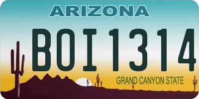 AZ license plate BOI1314