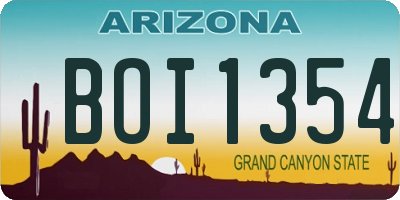 AZ license plate BOI1354
