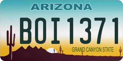 AZ license plate BOI1371