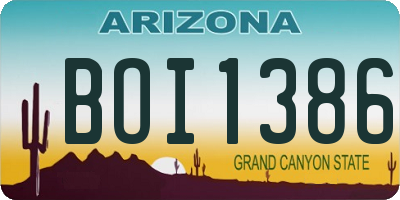AZ license plate BOI1386