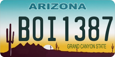 AZ license plate BOI1387
