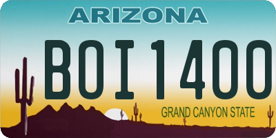 AZ license plate BOI1400