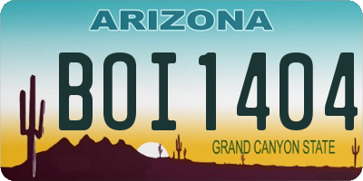 AZ license plate BOI1404