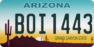 AZ license plate BOI1443