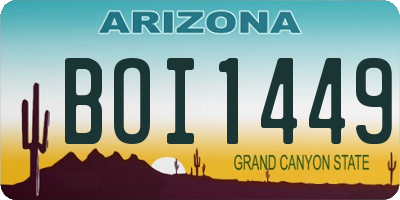 AZ license plate BOI1449