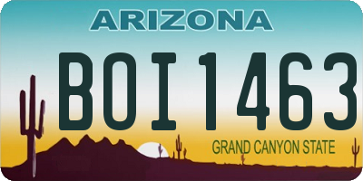 AZ license plate BOI1463