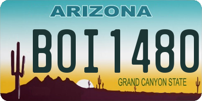 AZ license plate BOI1480