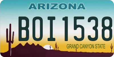 AZ license plate BOI1538