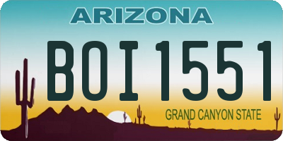 AZ license plate BOI1551