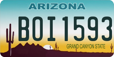 AZ license plate BOI1593