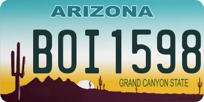 AZ license plate BOI1598