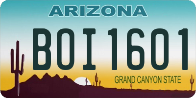 AZ license plate BOI1601