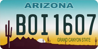 AZ license plate BOI1607