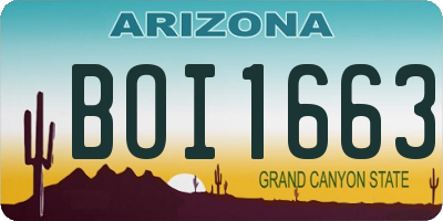 AZ license plate BOI1663