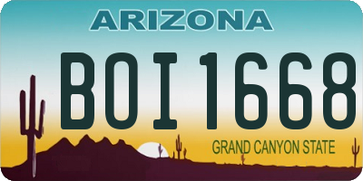 AZ license plate BOI1668