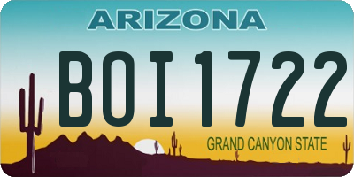 AZ license plate BOI1722
