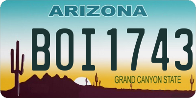 AZ license plate BOI1743