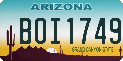 AZ license plate BOI1749