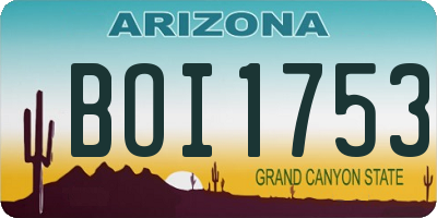 AZ license plate BOI1753