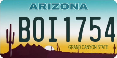 AZ license plate BOI1754