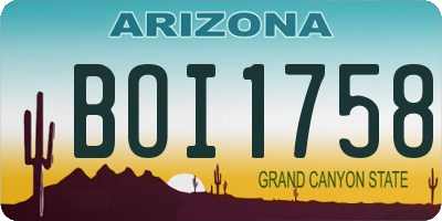 AZ license plate BOI1758