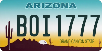 AZ license plate BOI1777