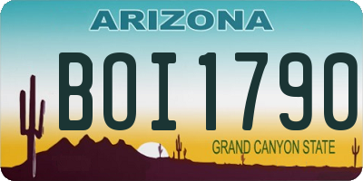 AZ license plate BOI1790