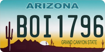 AZ license plate BOI1796