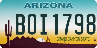 AZ license plate BOI1798