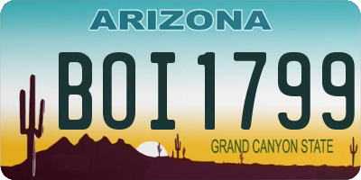 AZ license plate BOI1799