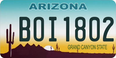 AZ license plate BOI1802