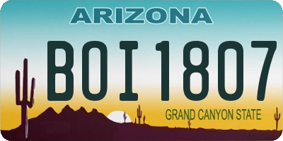 AZ license plate BOI1807