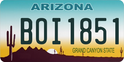 AZ license plate BOI1851