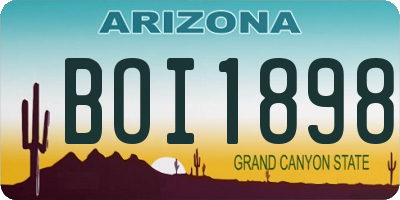 AZ license plate BOI1898