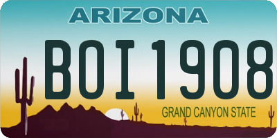 AZ license plate BOI1908