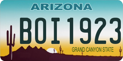 AZ license plate BOI1923