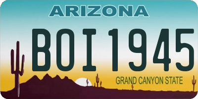 AZ license plate BOI1945