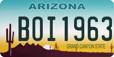 AZ license plate BOI1963