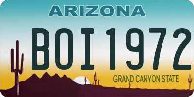 AZ license plate BOI1972