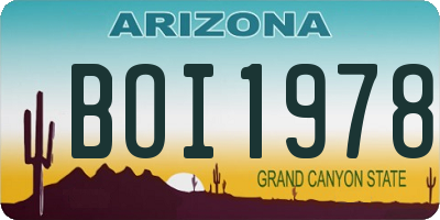AZ license plate BOI1978
