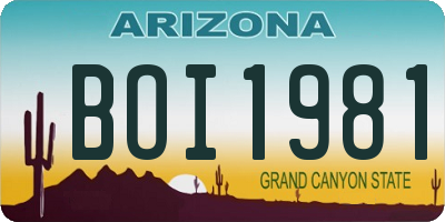 AZ license plate BOI1981