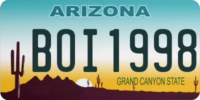 AZ license plate BOI1998
