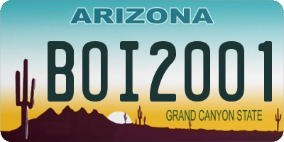AZ license plate BOI2001