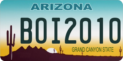 AZ license plate BOI2010